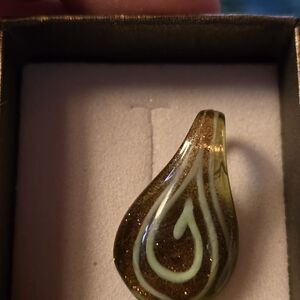 Murano Brown and Gold Teardrop Necklace